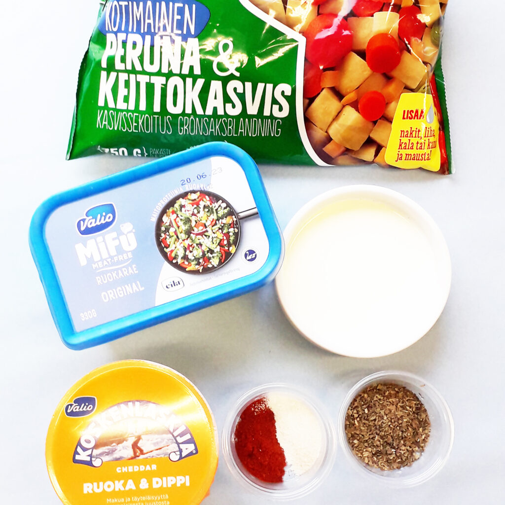 Kuva reseptin aineksista.